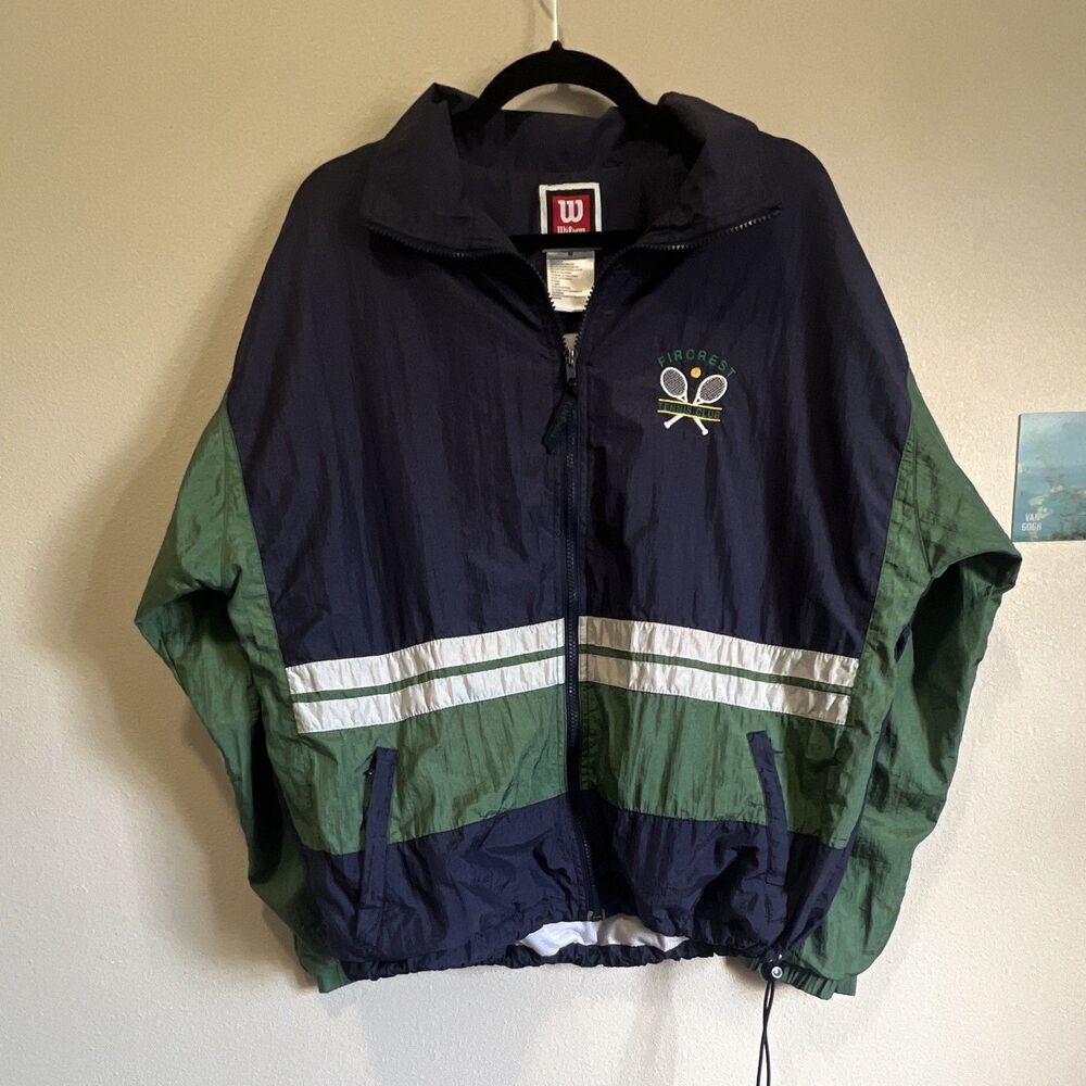 Wilson Fircrest Tennis Club Colorblock Full Zip Windbreaker Jacket Men's M VTG - Picture 2 of 7